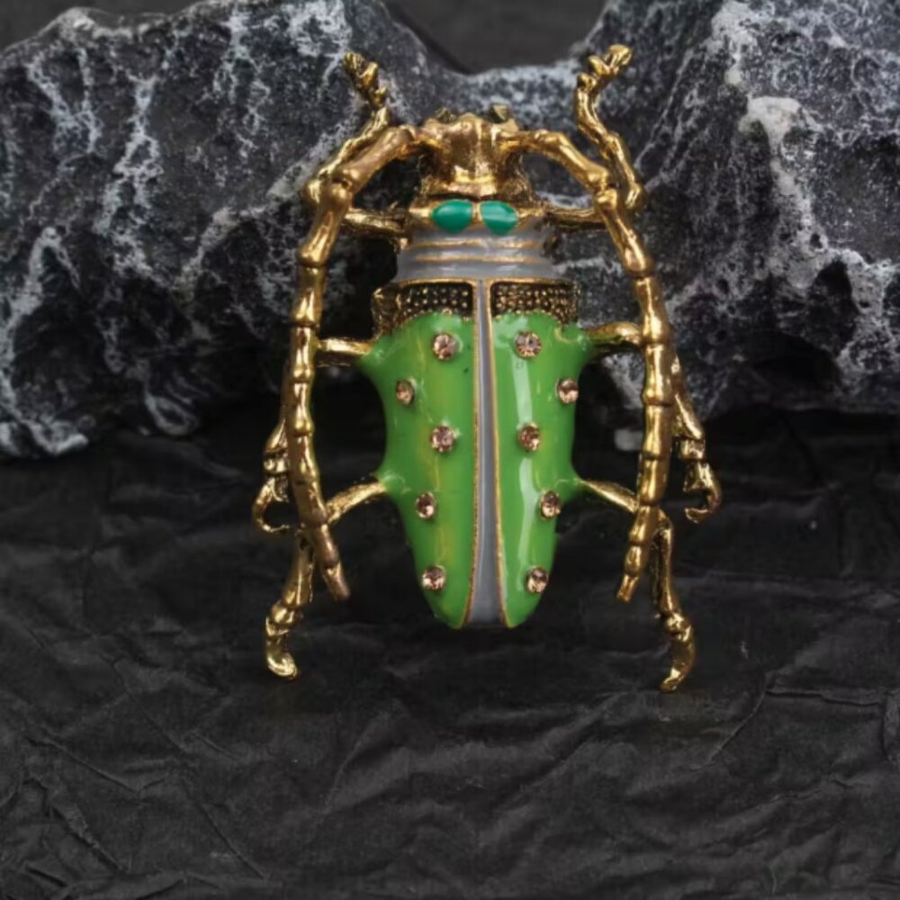 🍏50% OFF/3+...Green and Gold Beetle Brooch